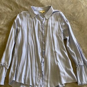 Blue and white pin stripe button down